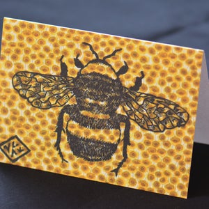 Cartão comemorativo Honey Bee - Natureza, Mundo Natural, Tecido Liberty Tana Lawn, Amarelo, Verão