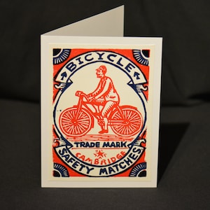 Carte de vœux cyclisme - Linoprint Mini print 5 « x7 » Bike Cycling BMX Cycle fait à la main