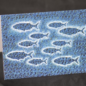 Banc de poissons carte de voeux - océan, mer, Nature, monde naturel, PopArt, cartes d’Art anniversaire rivage de bord de mer pêche anniversaire de vacances