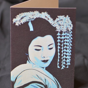 Tarjeta de felicitación de Geisha - Oriente, Japón, lejano Oriente, Collage, PopArt, cumpleaños de tarjetas de arte china hermosa