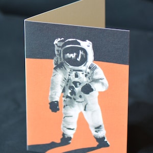 Tarjeta de felicitación de astronauta - NASA, Espacio, Luna, PopArt, Arte Neil Armstrong EE.UU. imprimir arte lino cumpleaños