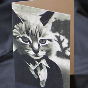 Cartão de felicitações para gatos - animal de estimação, gato em roupas, gótico, popart, cartões de arte, estampa de gatinho kitsch de aniversário