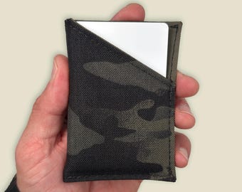 Minimalist Front Pocket Wallet,  Multicam® Black Cordura® Slim Card Sleeve, Ultra Slim EDC Card Holder