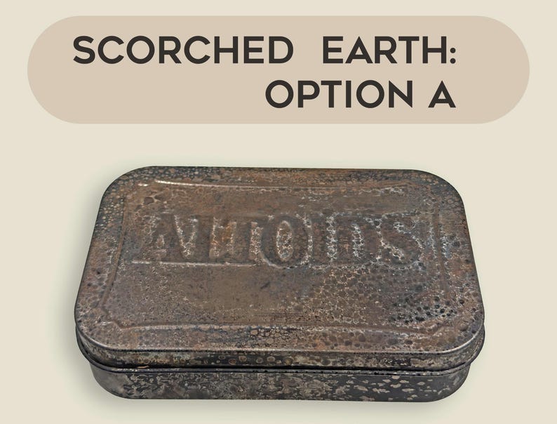 Wasteland Inspired Functional Prop - Gift Ready Hand-Charred Fallout Inspired Stash Tin with Tactical Insert Tin A