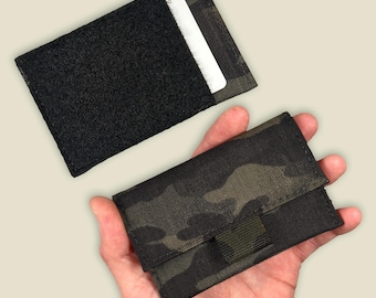 EDC Pouch | Minimalist Wallet with Back Pocket | Hook and Loop Closure | MultiCam® Black