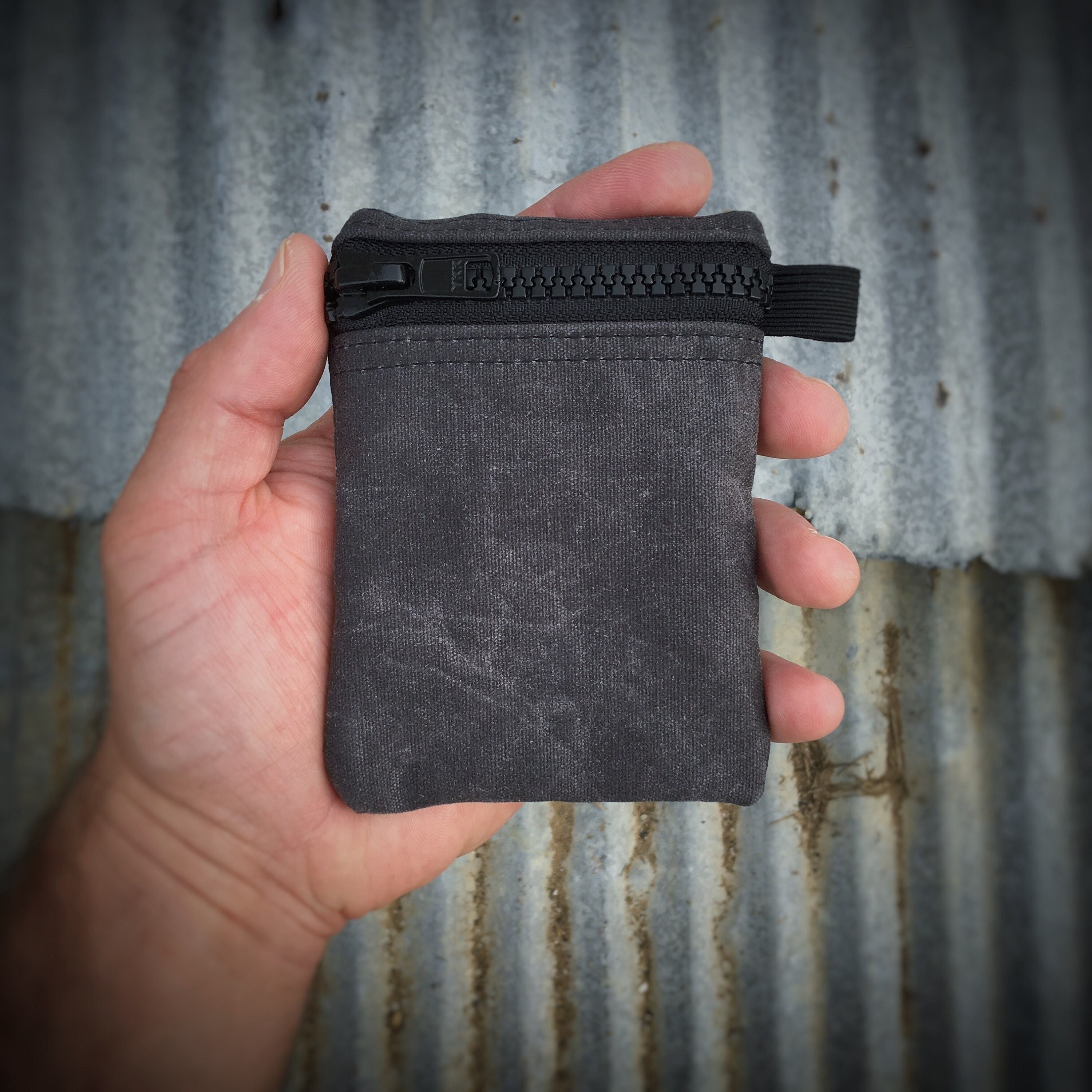 Rawhyd Waxed Canvas EDC Pocket Organizer, Compact EDC Pouch for Men, and Multi-Tool EDC Wallet, Grey, Men's, Size: 6” Tall x 4” Wide & 0.5” Thick