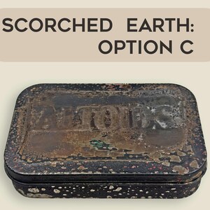 Wasteland Inspired Functional Prop - Gift Ready Hand-Charred Fallout Inspired Stash Tin with Tactical Insert Tin C
