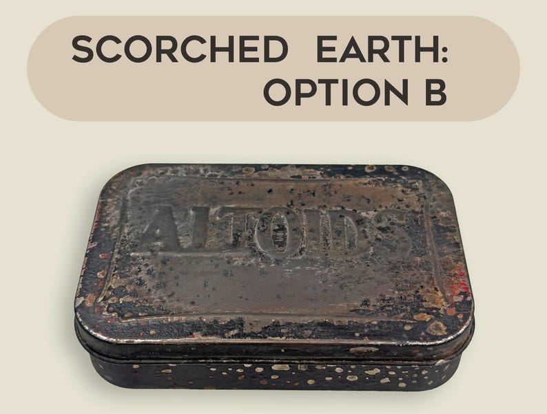 Wasteland Inspired Functional Prop - Gift Ready Hand-Charred Fallout Inspired Stash Tin with Tactical Insert Tin B