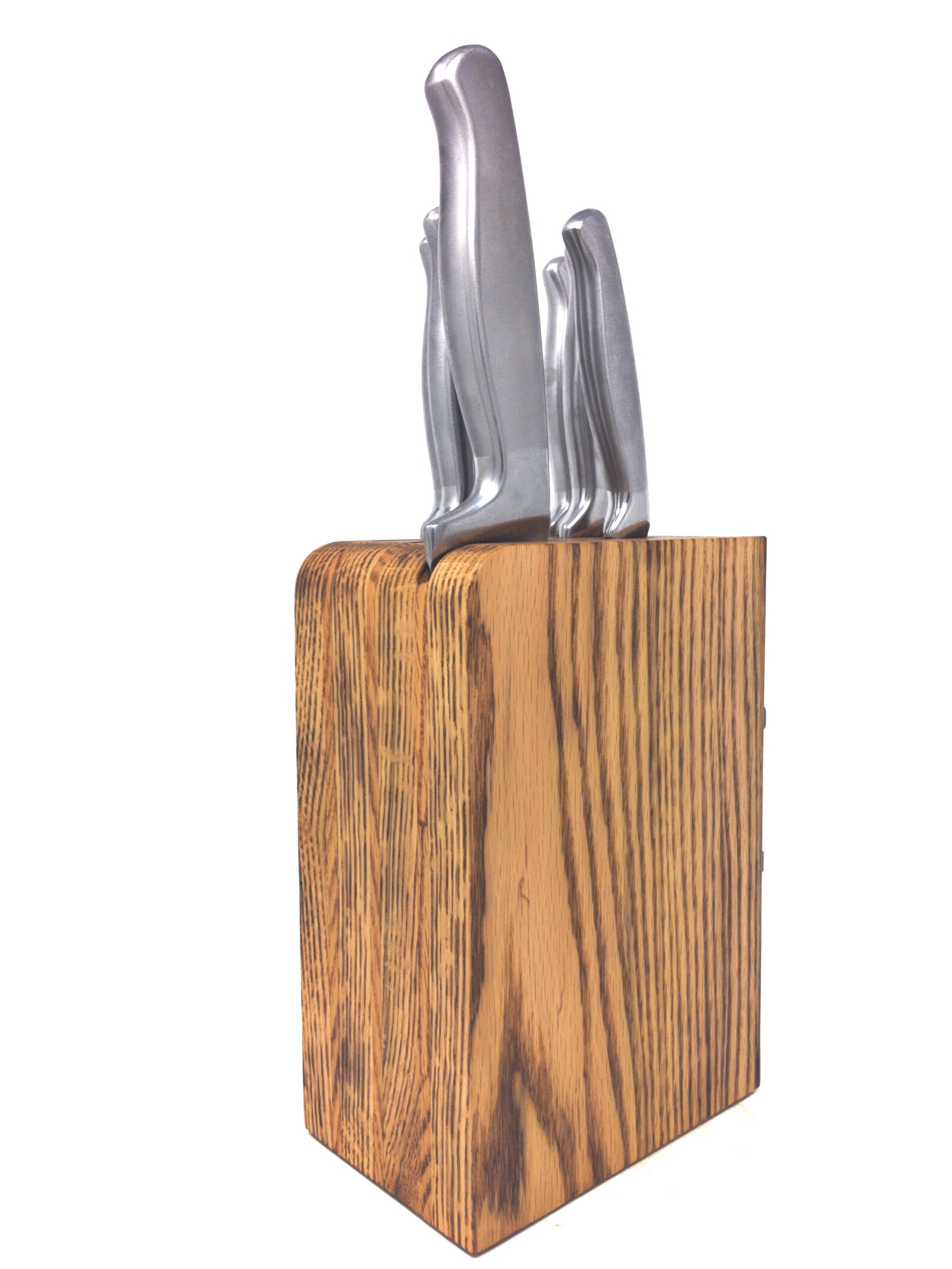 Knife Block Oak with Rusted Aged and Industrial Metal Side Etsy