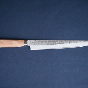 Suzuki-ya Sujikiri by Tadafusa / Meat & Fish Knife - Nashiji Finish Blue Steel #2 with Walnut Handle
