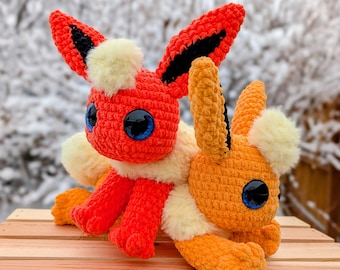 Ember the Flame Fox Crochet Plushie (Made to Order)