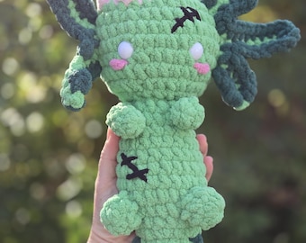 Peluche Ajolote Zombi de Ganchillo