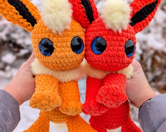 Ember the Flame Fox Crochet Plushie (Made to Order)