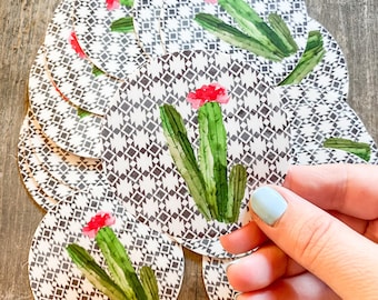 Boho Cactus Circle Sticker