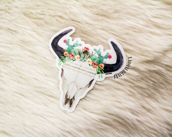 Cactus Queen Bull Skull - Sticker