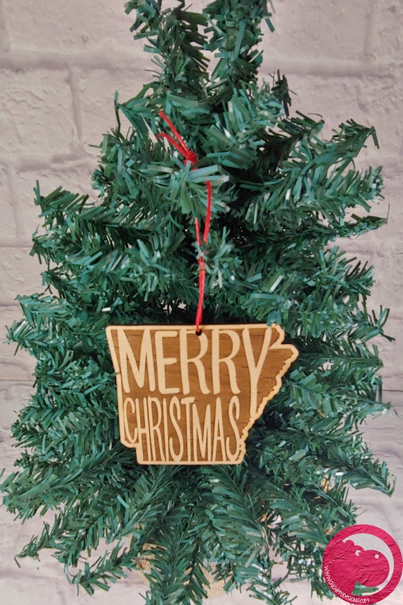 State of South Carolina Merry Christmas Engraved Wood Tree Ornament