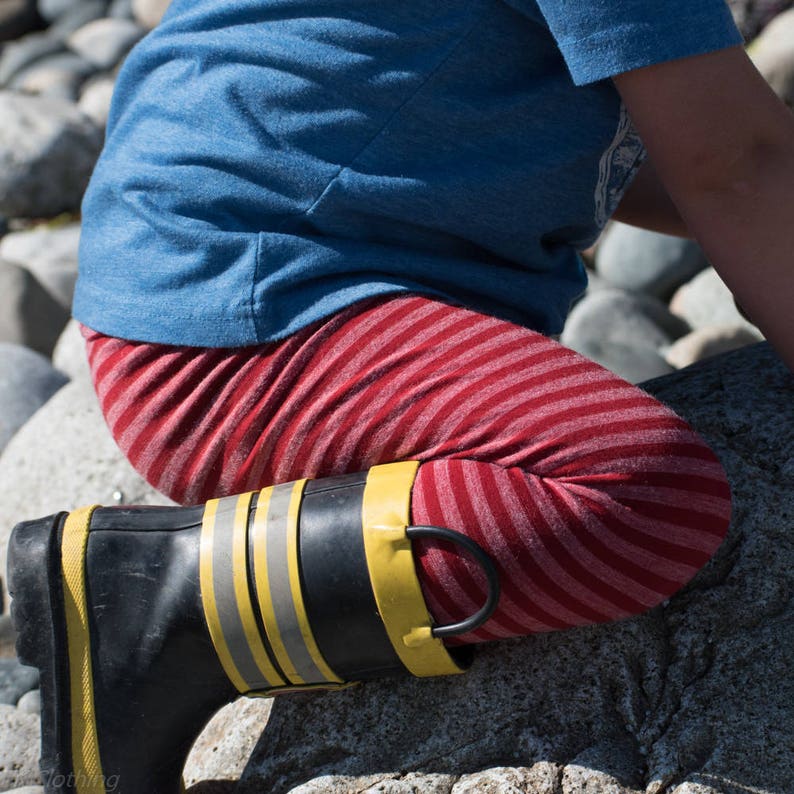 Red Stripes Yoga style Waist Baby Wool Leggings Kids wool Leggings 0-3m Merino Wool Leggings for Kids SALE 3-9m