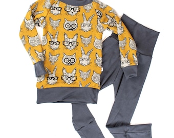 Kids Merino Wool Thermal Set: Handmade Long Sleeve Top & Leggings