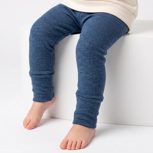 Merino Wool Grow With Me Leggings: Denim Blue & Navy, Handwash Only