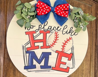 Front Door Decor | Baseball Welcome Sign | Baseball Door Sign  | Front Door Hanger | Front Door Wreath | Personalized | Front Door Sign