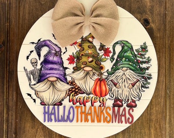 Happy Hallothanksmas Sign, Merry Christmas Happy Hallothanksmas Sign, Halloween Sign, Christmas Sign, Fall Sign, Holiday Door Sign