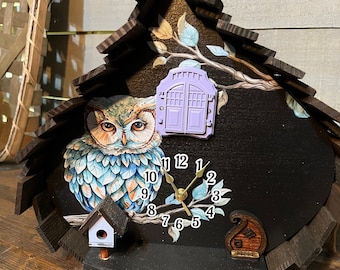 Cuckoo Clock, Unique Cuckoo Clock, Owl Decor, Clock, Unique Shaped Clock, Funky Clock, Home Decor, Cuckoo, Clock Gift Idea