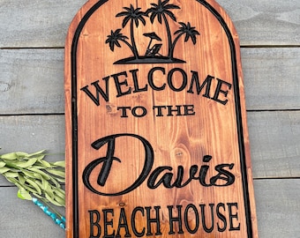 Letrero para casa de playa, decoración para casa de playa, letrero con nombre de playa, letrero de playa para exteriores, letrero con nombre de casa de playa, letrero de playa personalizado