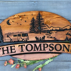 RV Sign, Camper Sign, Engraved Rv Sign, Campsite Flag, RV Flag Hanging, RV Hanging Sign, Personalized Rv Sign image 1