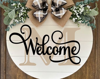 Decoración para puerta de entrada / Apellido/Familia / Corona para todo el año / Colgador para puerta de entrada / Corona para puerta de entrada / Personalizado / Letrero para puerta de entrada