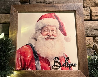 Christmas Decor | Santa Claus Sign | Merry Christmas | Christmas Sign | Christmas Decor | Believe Sign | Santa | Vintage Santa Claus