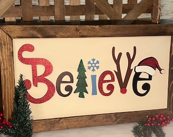 Believe Weihnachtsschild, Believe Zeichen, Weihnachtsdeko, 3D Believe Zeichen, Weihnachtsdeko, 3D Believe Zeichen