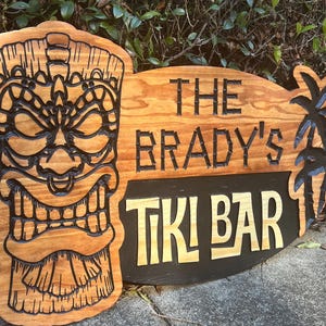 Tiki Bar Sign, Pool Sign, Tiki Decor, Pool Gift, Tiki Bar, Personalized Tiki Sign, Personalized Pool Sign, Patio Decor, Tiki Sign