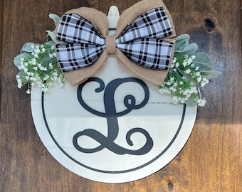 Front Door Decor | Monogram Door Hanger | Year Round Wreath | Front Door Hanger | Front Door Wreath | Personalized | Front Door Sign