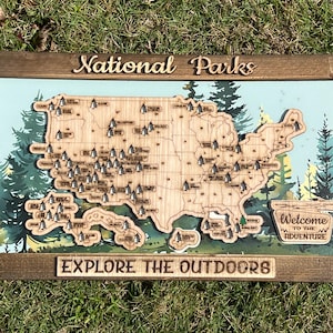 Nationalparks Karte, Nationalparks Reisekarte, Camping Karte, Parks Karte, Nationalpark Trip Tracker, Abenteuerkarte, Geschenk für Reisende, NPS Zeichen