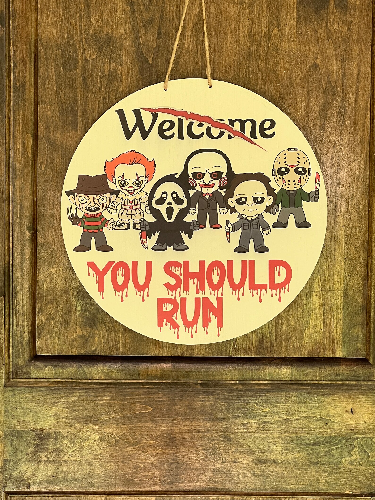 Horror Open Sign Horror Characters Door Sign, Halloween Door Hanger, Halloween Welcome ...