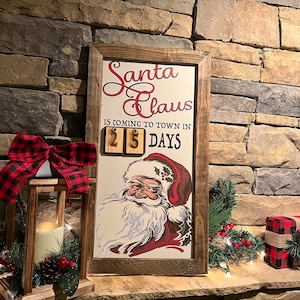 Christmas Countdown, Santa Countdown, Advent calendar, Holiday Countdown, Rustic Christmas Countdown, Countdown, Christmas Decor,