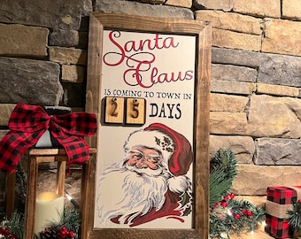 Christmas Countdown, Santa Countdown, Advent calendar, Holiday Countdown, Rustic Christmas Countdown, Countdown, Christmas Decor,