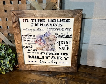 Military Sign, Military Decor, In this house We Military, Military Family Sign, Gift for Veteran, Veteran Sign