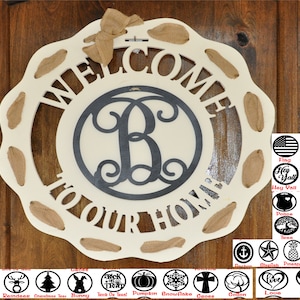 Interchangeable Door Sign, Welcome To Our Home, Interchangeable Seasonal Sign, Door Hanger, Door Wreath, Housewarming Gift, Home Decor