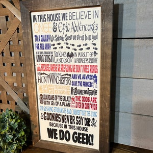 Geek Sign, Nerd Sign, Funny Geek Sign, Movie Buff Sign, In this House Sign, We are Geeks Sign