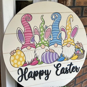 Easter Sign, Easter Door Sign, Easter Decor, Easter Gnome Sign, Easter Gnomes, Holiday Gnome Sign, Easter Wreath, Easter Door Hanger