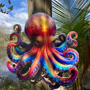 Octopus Wall Hanging, Epoxy Octopus, Coastal Wall Decor, Octopus, Tropical Decor, Octopus Decor, Octopus Sign, Octopus Sign