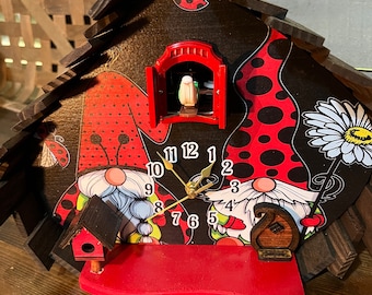 Cuckoo Clock, Unique Cuckoo Clock, Gnome Decor,  Gnome Clock, Unique Shaped Clock, Funky Clock, Cuckoo, Clock Gift Idea, Clock