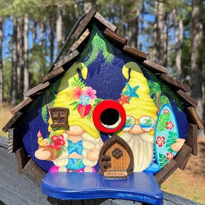 BIRDHOUSE, Gnome Birdhouse, Crooked Birdhouse, Unique Birdhouse, Large Birdhouse, Bird Decor, Yard Decor, Bird Feeder, Fairy Birdhouse