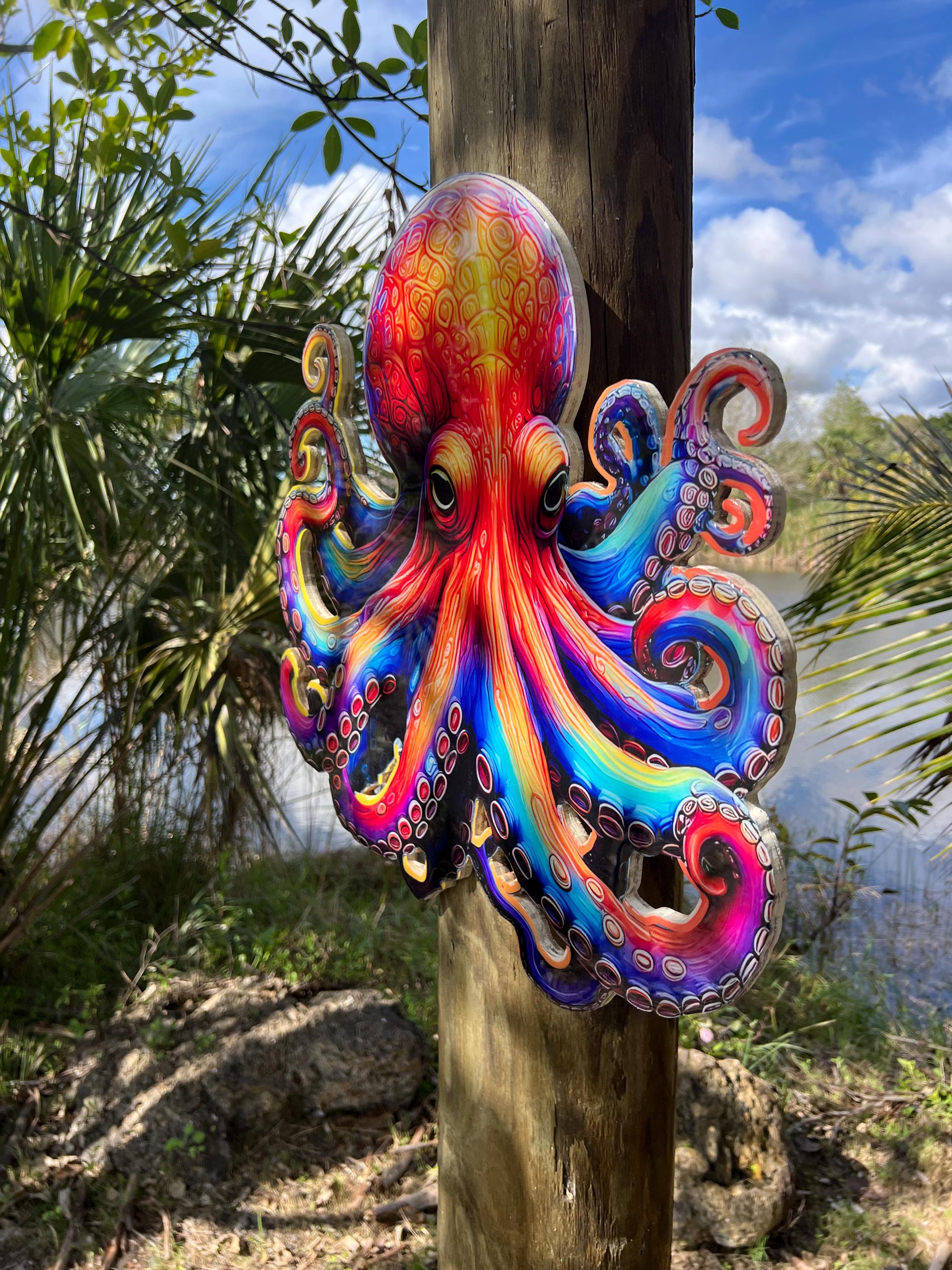 Octopus Wall Hanging, Epoxy Octopus, Coastal Wall Decor, Octopus ...