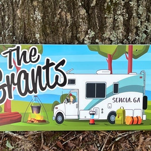 RV Sign, Camper Sign, Weatherproof Rv Sign, Campsite Flag, RV Flag Hanging, RV Hanging Sign, Personalized Rv Sign, Colorful Rv Sign