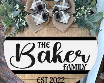 Decoración para puerta de entrada / Apellido/Familia / Corona para todo el año / Colgador para puerta de entrada / Corona para puerta de entrada / Personalizado / Letrero para puerta de entrada