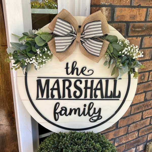 Front Door Decor | Last Name/Family | Year Round Wreath | Front Door Hanger | Front Door Wreath | Personalized | Front Door Sign