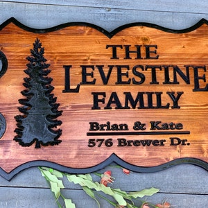 Personalized Family Name Sign, Engraved Wood Sign, Rustic Decor, Wedding Name Sign, Housewarming Gift, Wedding Gift, Custom Engraved
