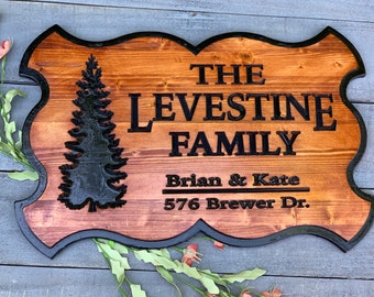 Personalized Family Name Sign, Engraved Wood Sign, Rustic Decor, Wedding Name Sign, Housewarming Gift, Wedding Gift, Custom Engraved